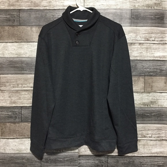 Tommy Bahama Shawl Collar Sweatshirt Men’s M Gray Polyester Wool Soft - Picture 5 of 10